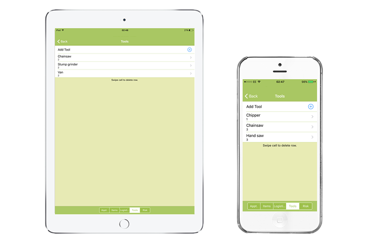 Trades Pro Quotes mobile app Tools screen