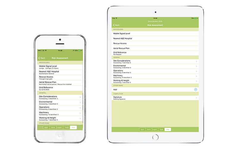 Trades Pro Quotes mobile app risk assessments