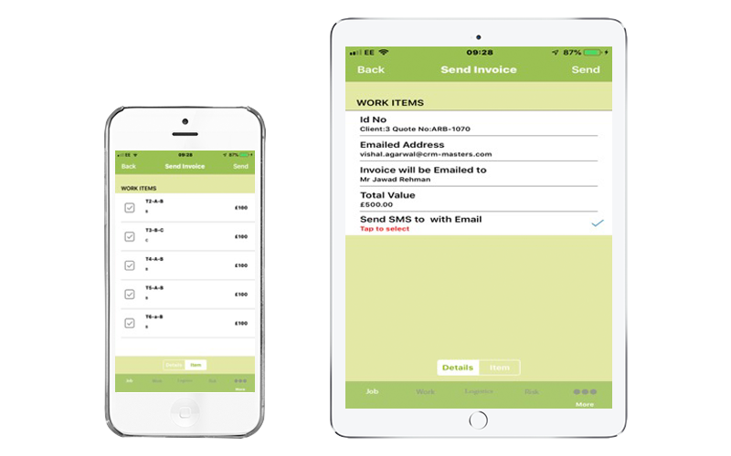 Trades Pro Work App Invoice from Site